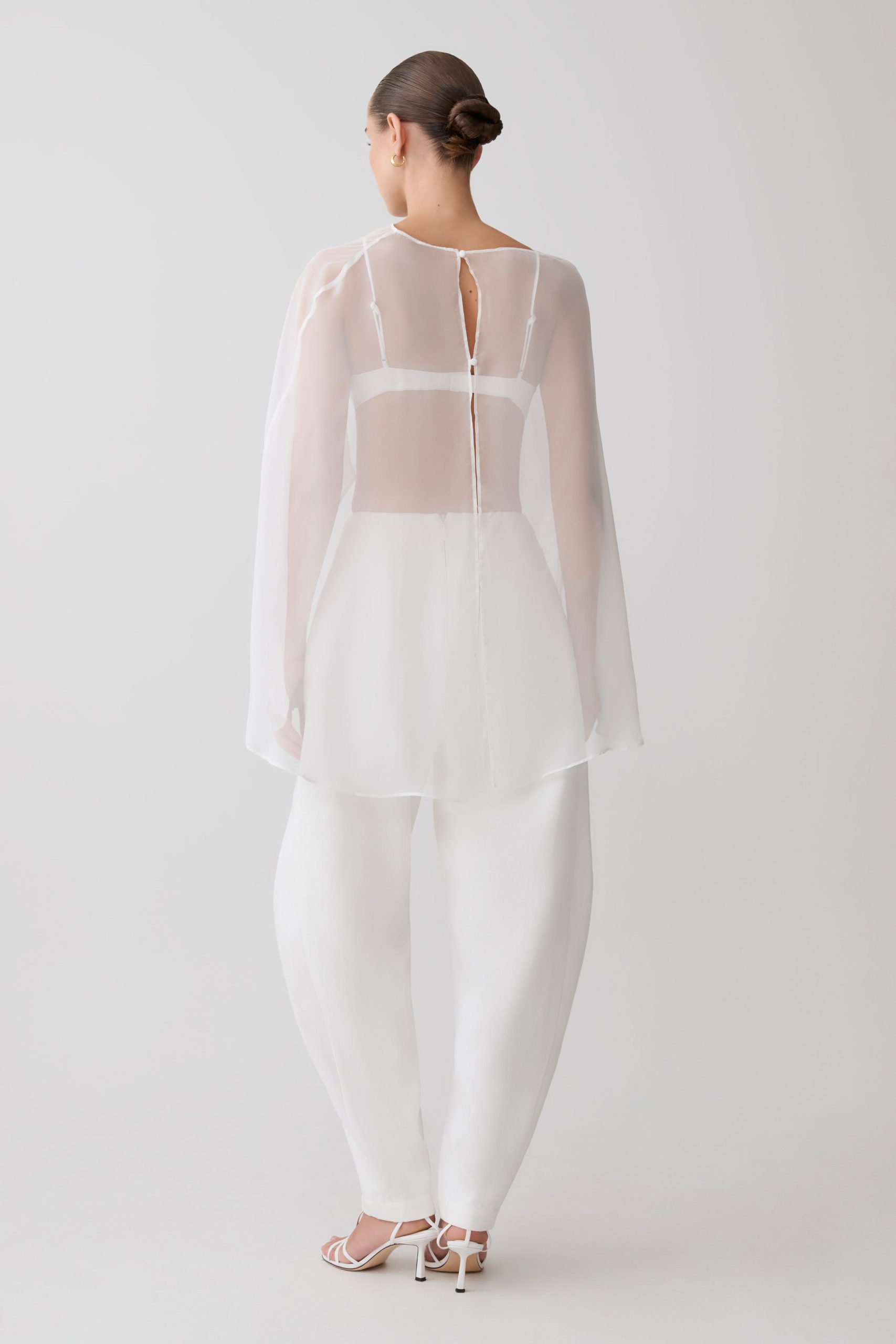 Kirstine Bralette With Chiffon Cape - Ivory - Image 5