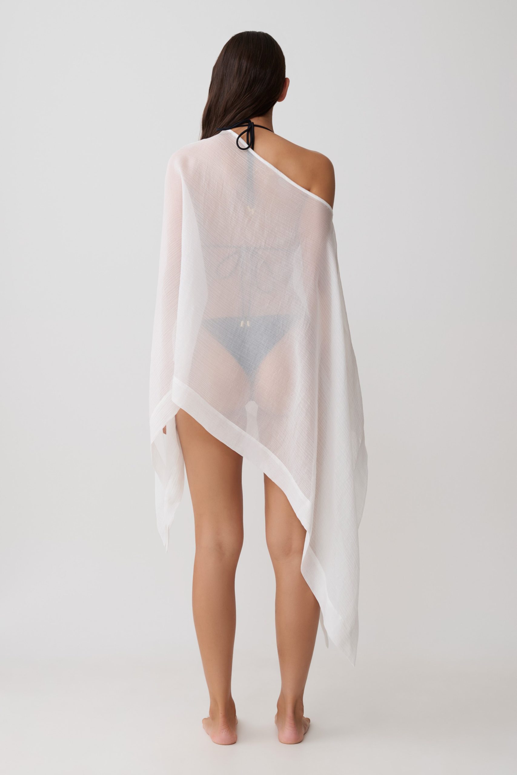 Leilani Sheer Draped Asymmetric Top - Ivory - Image 2